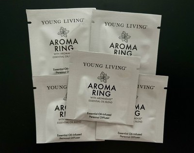 Young Living Aroma Ring Aromaease Blend Essential Oil 5 packets NEW Open Box