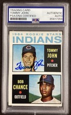 Tommy John Signed 1964 Topps #146 Baseball Card RC Guardians Autograph PSA/DNA