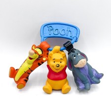 Vintage Winnie Pooh Rubber Baby Toy Ring Eeyore Tigger Vinyl Rattle Hanger 90s