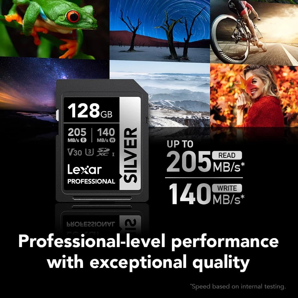 128GB Professional Silver SD Card, UHS-I, C10, U3, V30, 4K, Up to 205/140 MB/... - Image 2 of 4