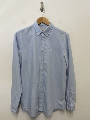 Scotch & Soda Herren 100% Baumwolle Hemd Größe Small hellblau Knopfleiste Logo