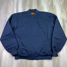 Red Kap Jacket Mens Large Blue Insulated Quilted Lined Mechanic Canvas Chore Men