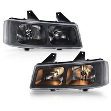 Headlamps w/Bulbs for Chevy GMC Express Savana 2003-2023 Clear Black Housing