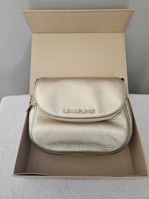 Michael Kors Bedford Flap Small Crossbody Pale Gold Pebbled Leather