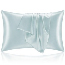 Satin Pillowcase For Hair, 2 Pack Standard Size, Soft Skin Care, Stone Blue