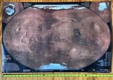 Vintage 2001 Mars National Geographic Double Sided Space Poster Map Info