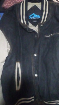 Tri-Mountain Men's Varsity Jacket Black Beige Embroidered Logo Size L