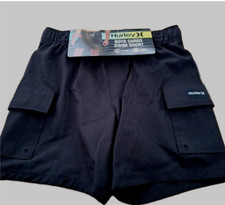 Hurley Boy's Cargo Pocket Drawstring Swim Trunks, Boxer Style Liner SZ8 NEW