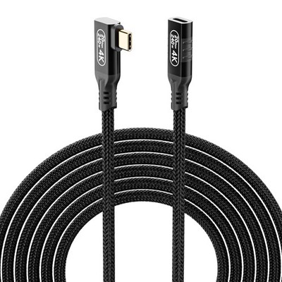 Right Angle USB C Male To Female Extension Cable 10ft 20Gbps 240W Cord
