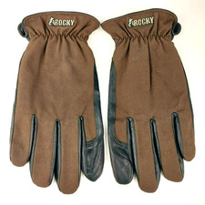 Rocky Brown Black Leather and Canvas Poly-Lined Winter Work Gloves Men's Size LG