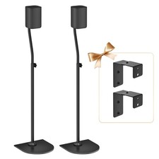 Height Adjustable Speaker Stand Pair Extend 33" to 42" with Wall Mount for Sa...