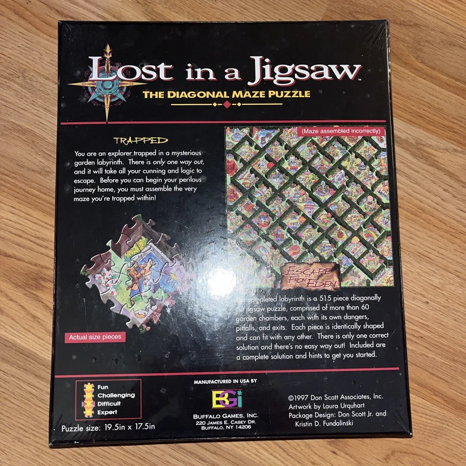 Lost In A Jigsaw Diagonal Maze Puzzle: Escape From Eden Vintage 1997 Sealed - Image 2 of 2