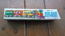 Vintage Zig Zag Comic Express Wind Up Train Tin Toy With Box. Excellent