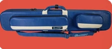 MOLINARI CUE CASE 3x6 SEMI HARD * “ FLAT “  *  BLUE / BEIGE