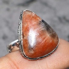 Sunstone 925 Silver Plated Gemstone Handmade Ring US 7 Exquisite Jewelry JW