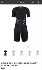 Roka Men's Gen II Elite Aero Short Sleeve Tri Suit Medium, Triathlon
