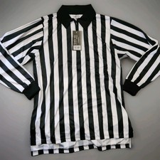 Smitty Official Referee L/S Shirt Black White Striped 1/4 Zip FBS112 Mens Medium