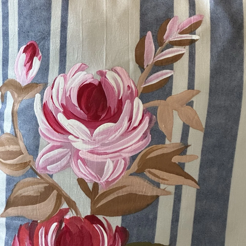 "Almohada 100 % seda a rayas borla pintada a mano rosas 13"" X 13"" inserto de plumón" Foto 2 de 4