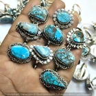 50PCS Lot! Turquoise Gemstone Rings 925 Sterling Silver Plated Bulk Jewellery
