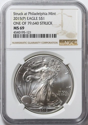 2015 (P) $1 American Silver Eagle - NGC MS69 - One of 79,640 Struck - ASE / SAE