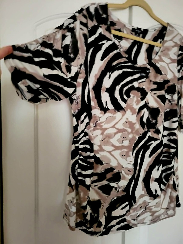 Alfani Animal Print Swirl Black Brown White Shirt Size 3x