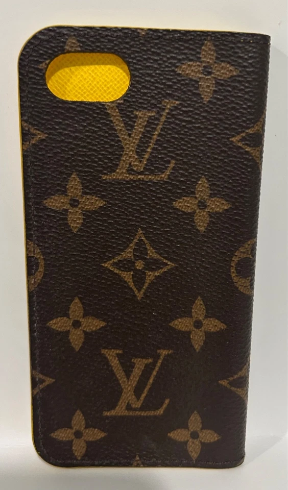 Funda folio para teléfono Louis Vuitton - lona monograma con interior amarillo Foto 2 de 4