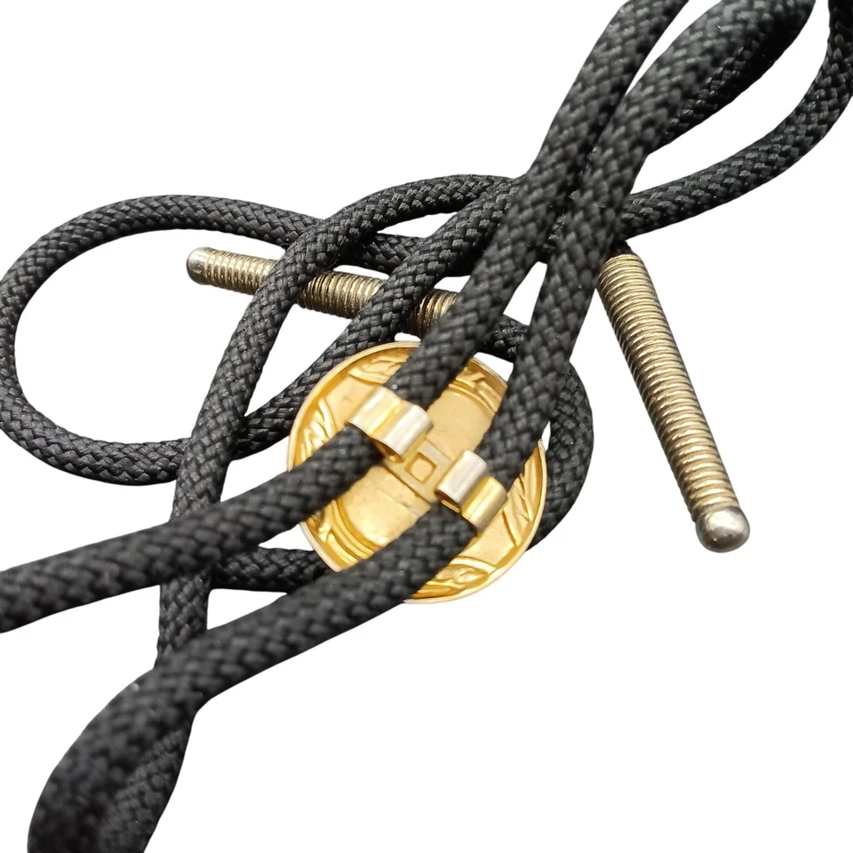 Corbata Bolo negra vintage con cabina Goldstone y puntas de latón Foto 4 de 4