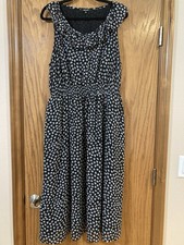 Madewell Midi Dress, Sz XXL, Black Floral, Sleeveless, Ruffle Around Neck Bodice