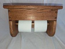 Solid Oak Wood Wall Mount Paper Towel Holder Shelf Or Double Roll Toilet Paper 