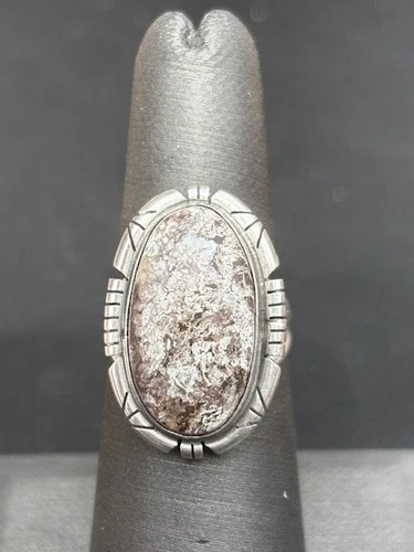 NATIVE AMERICAN D. SKEETS 925 STERLING SILVER WILD HORSE MAGNESITE RING SIZE 6.5
