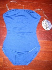 CAPEZIO BE101 Leotard w/RUINED Straps matte spandex Royal Adult sz