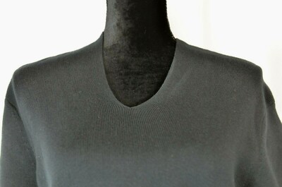 Cache Women's V-neck Pullover Short Sleeve Shirt Size Large Boho Cotton Black 