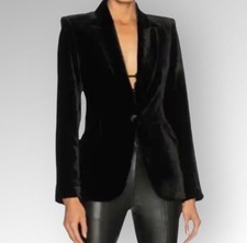 L'agence Chamberlain Black Velvet Single Breasted Blazer Jacket Size 0 New Nwot