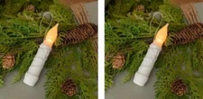 4.5" White Flair Tip Hanging Taper Candle Set of 2 Battery with Timer