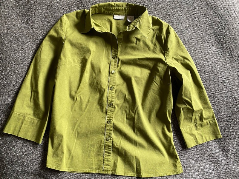 Womens Sz. M FIELDGEAR Green 3/4 Sleeve Button Blouse Shirt