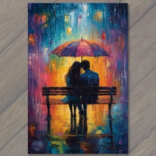 4x6"  Romantic Couple with Umbrella Valentines Day Vibes Love Cute Fun Sweet