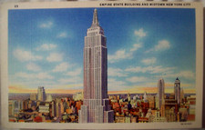Empire State Building and Midtown New York City: Vintage Linen Postcard Unposted