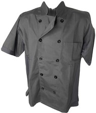 COOK COOL HAPPY CHEF GRAY VENTED RESTAURANT EMPLOYEE SMOCK SHIRT SIZE XS NEW NWT