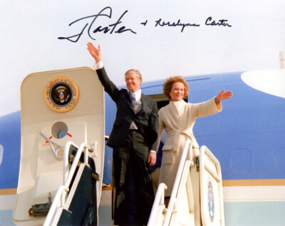 JIMMY & ROSALYNN CARTER SIGNED 8x10 PHOTO PRESIDENT & FIRST WIFE BECKETT BAS
