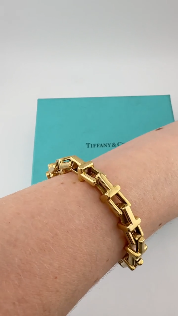 RARE Tiffany & Co. 18k Yellow Gold Wide T Link Bracelet 31g RARE Tiffany & Co. 18k Yellow Gold Wide T Link Bracelet 31g