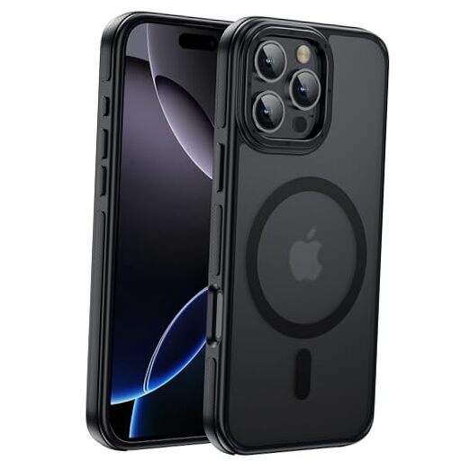 Strong Magnetic for iPhone 16 Pro Max case [10Ft Military-Grade Bumper Black