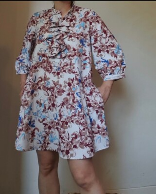 scanlan theodore floral cotton ruffle dress Scanlan Theodore Floral trapeze dress