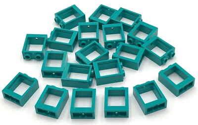 Lego New Dark Turquoise 20 Window Frames 1 x 2 x 2 NO GLASS Town  House  Pieces