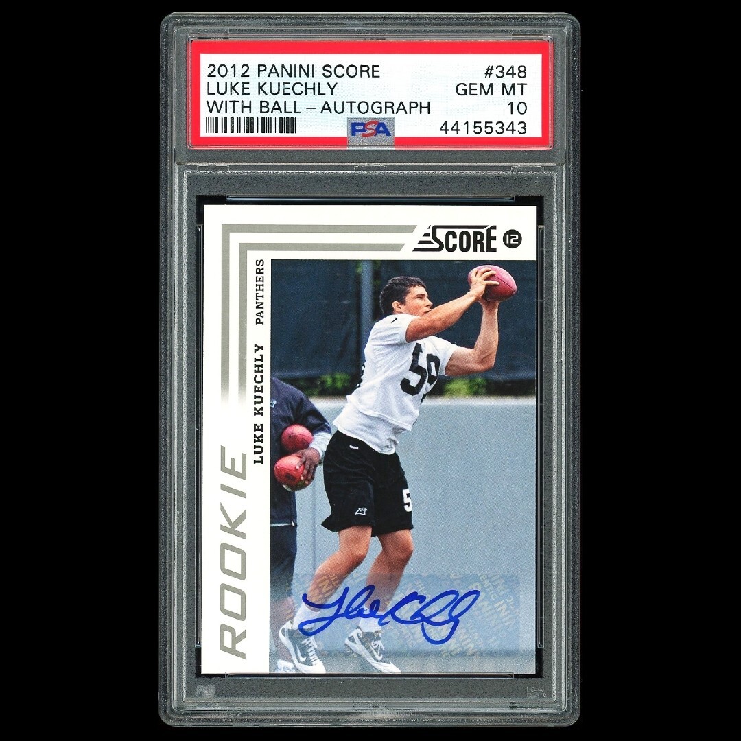 Luke Kuechly Panini Score #348 With Ball-Autograph