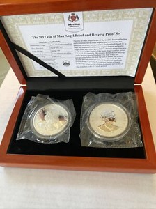 2017 Isle Of Man Angel Proof And Reverse Proof Set. Pop Only 500. VERY RARE