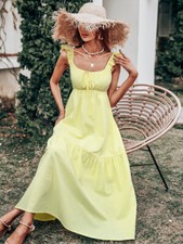 Ribbon Detail Ruffle Strap Dress