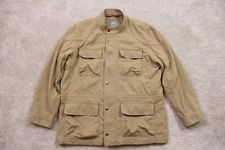Tilley Jacket Mens XL Canvas Chore Military Nylon Full Zip Snap Button Beige