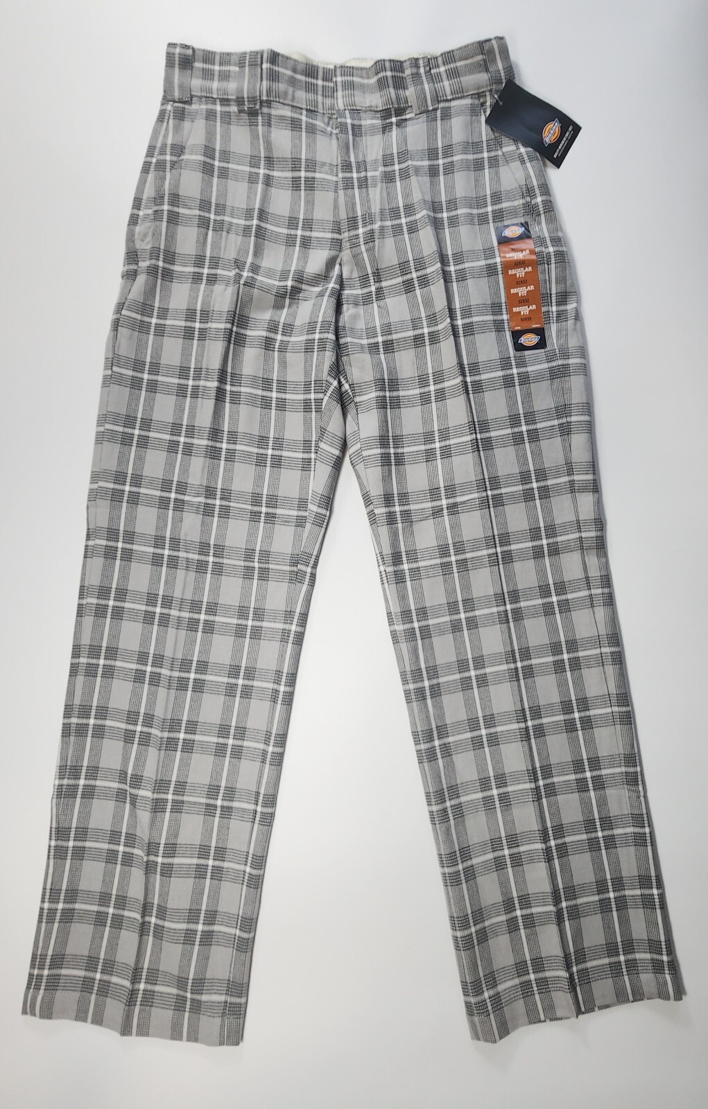 Dickies Men's 32x32 Gray Black Plaid Chino Pants Regular Fit Cotton NWT
