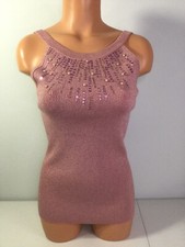 CACHE Pink Beaded / Sequin Top w/Sparkles Tank. Size Medium. NEW.