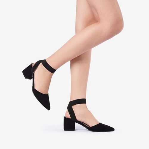 Women's Rhinestone Pumps with Closed Toe Chunky Block Heel for Any Wardrobe